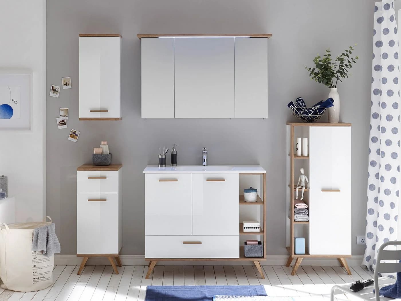 PELIPAL Spiegelschrank Weiß-glänzend Modern