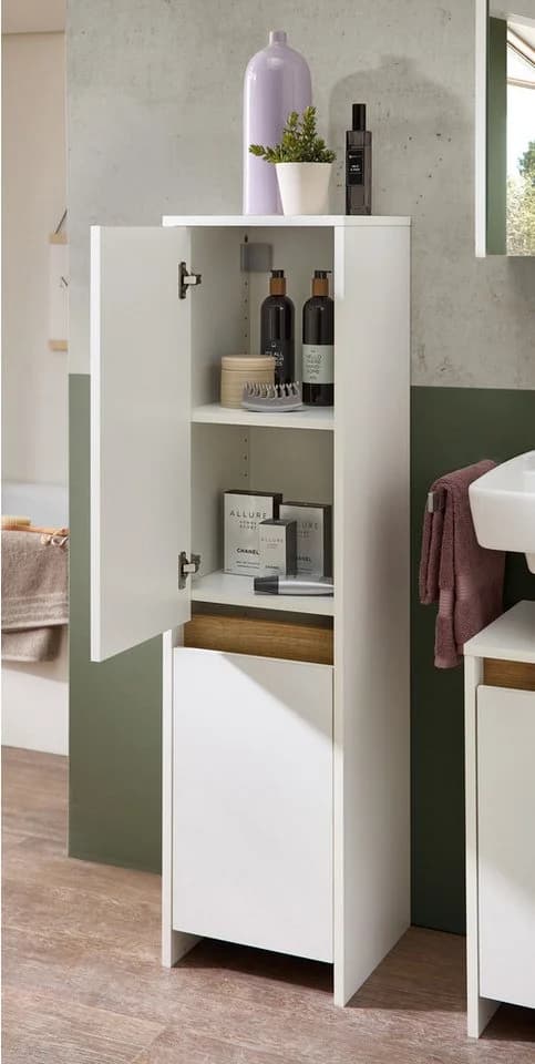 Saphir Badschrank 32,4 cm, 2 Türen, 2 Einlegeböden, Midischrank, Akzentfuge