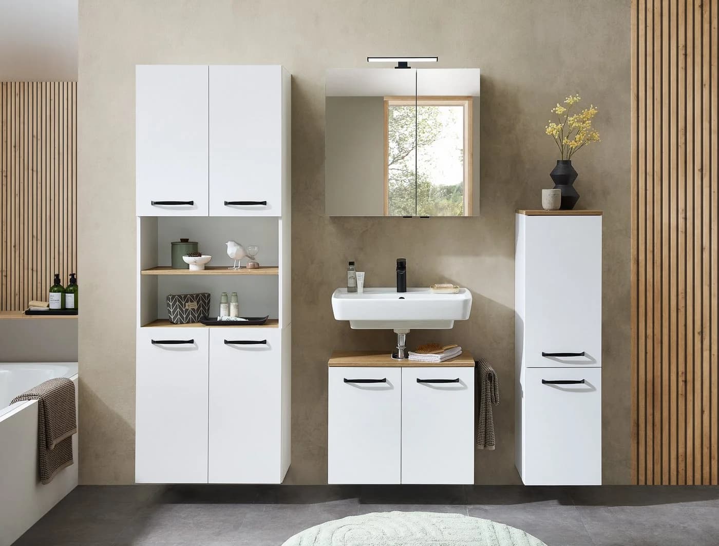 Waschbeckenunterschrank SAPHIR Quickset 500 2 Türen Weiß Matt Holzwerkstoff