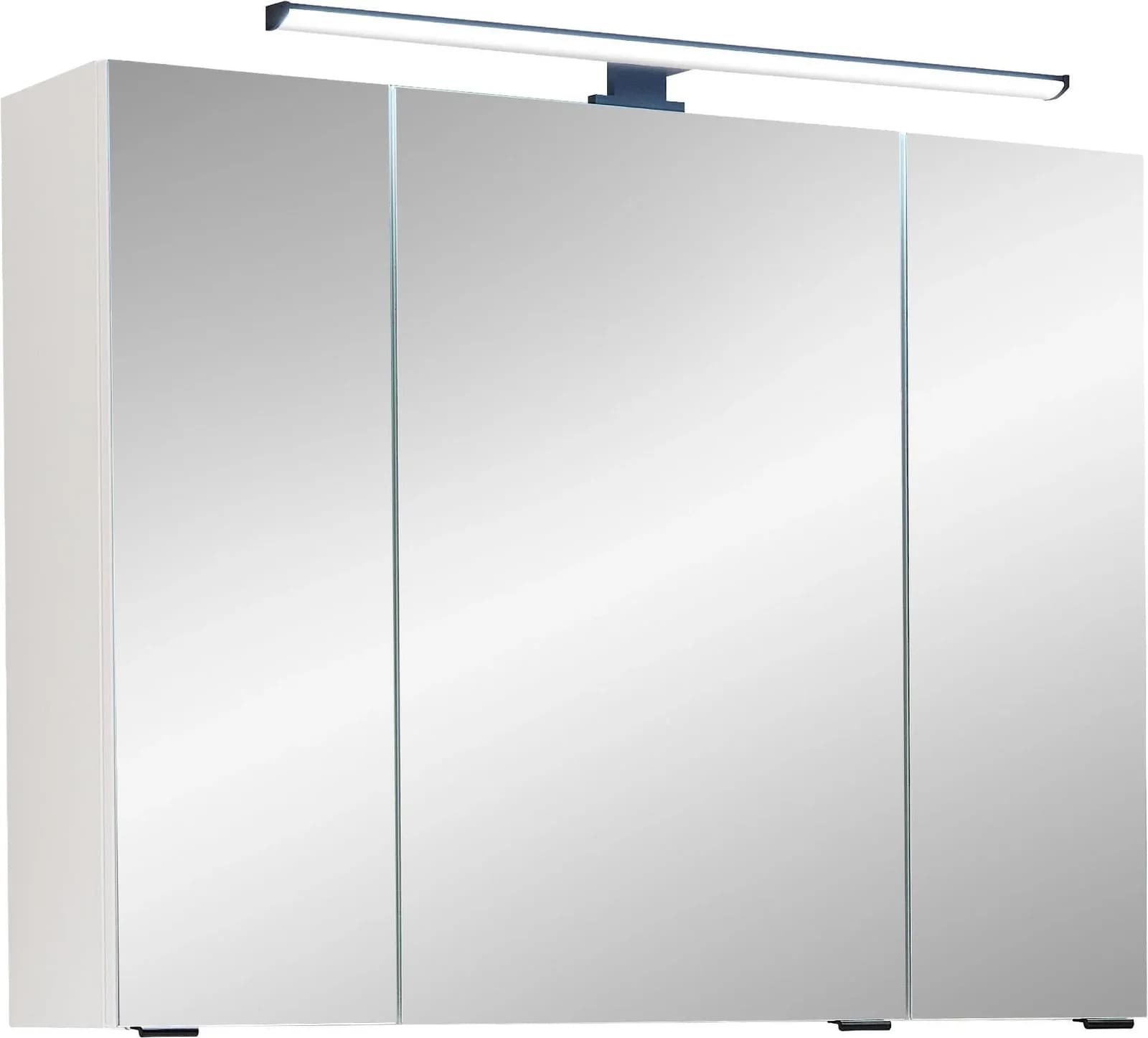 Badezimmerspiegelschrank SAPHIR Quickset 500 3 Türen 80cm LED-Aufsatzleuchte Weiß Matt