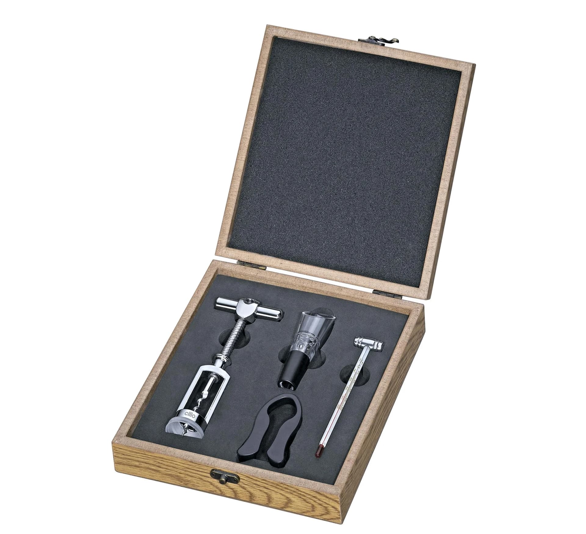 Weinset cilio LOMBARDIA - Rostfrei, Schwarz/Silber/Braun
