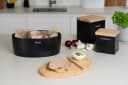 CONTINENTA Vorratsdose Keramik mit Holzdeckel Schwarz Braun Bild 1