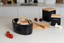 CONTINENTA Vorratsdose Keramik mit Holzdeckel Schwarz Braun Bild 3