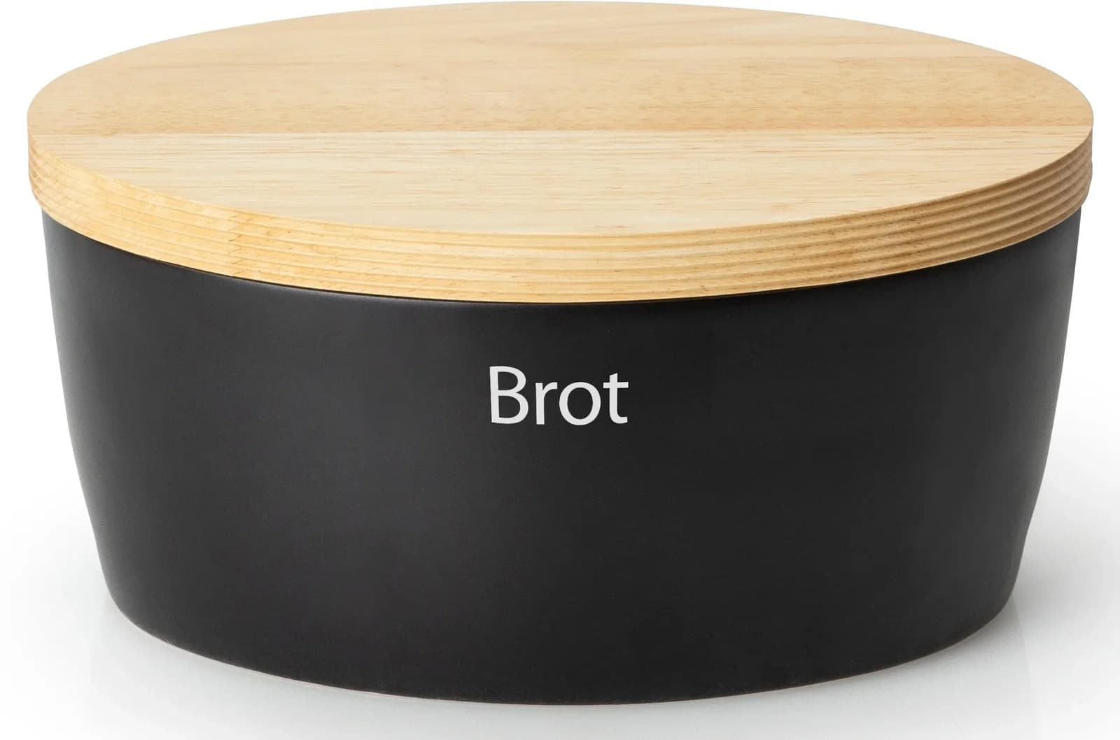 CONTINENTA Brotkasten Keramik mit Holzdeckel Schwarz/Braun