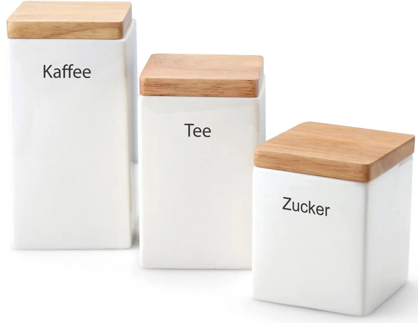 Continenta Vorratsdose Keramik mit Holzdeckel Weiß - Bild 3