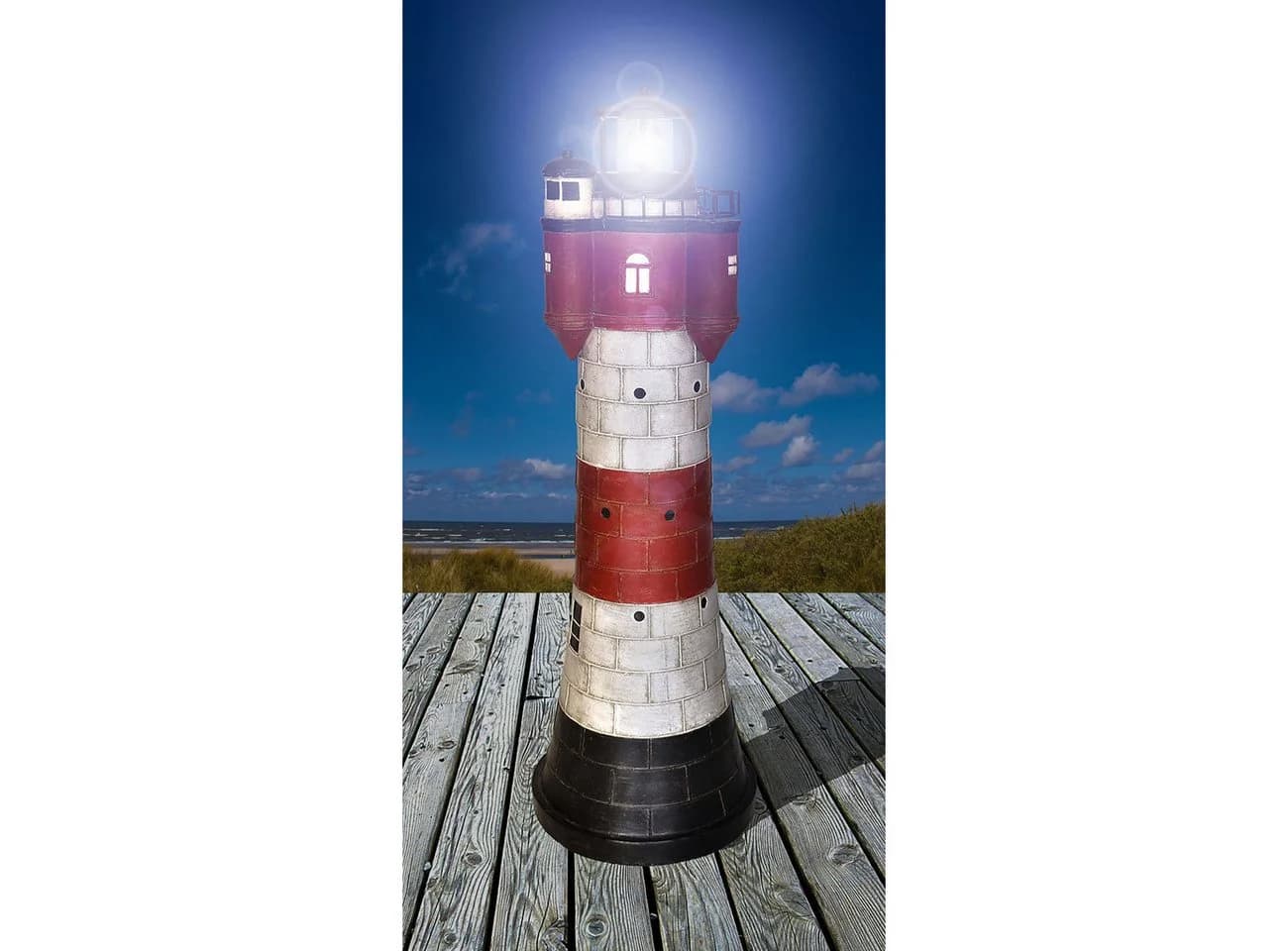 Jürgen Westerholt Solar-Gartenleuchte Leuchtturm Rot/Weiß Schwarz
