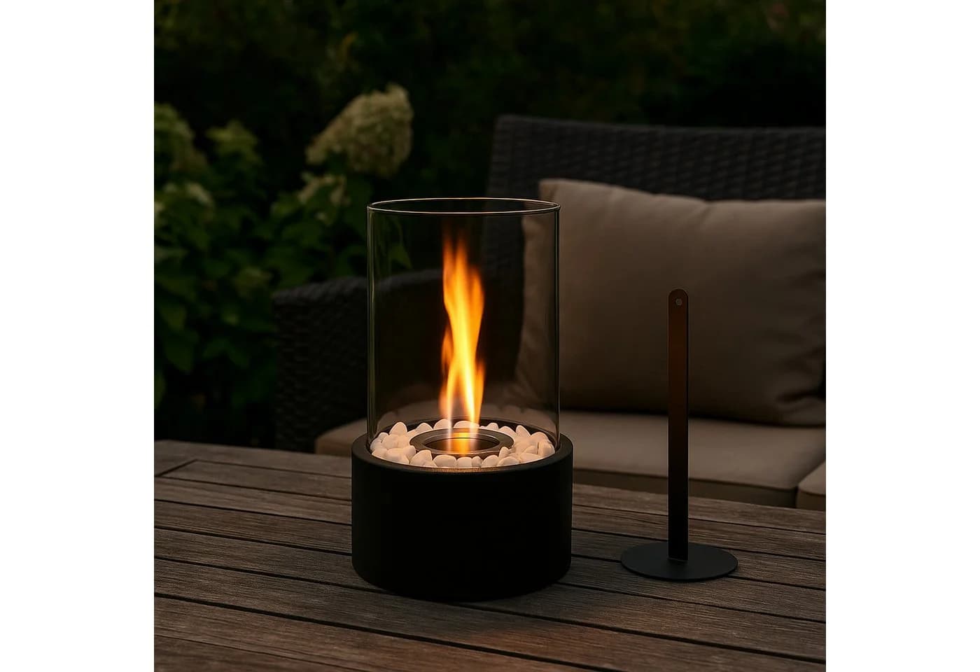 EdenOutdoor Tischkamin VESUV Schwarz Edelstahl mit Zubehör - Bild 3
