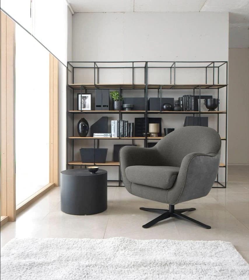 TRENDMANUFAKTUR Mira Loungesessel Grau Drehfunktion Microfaser