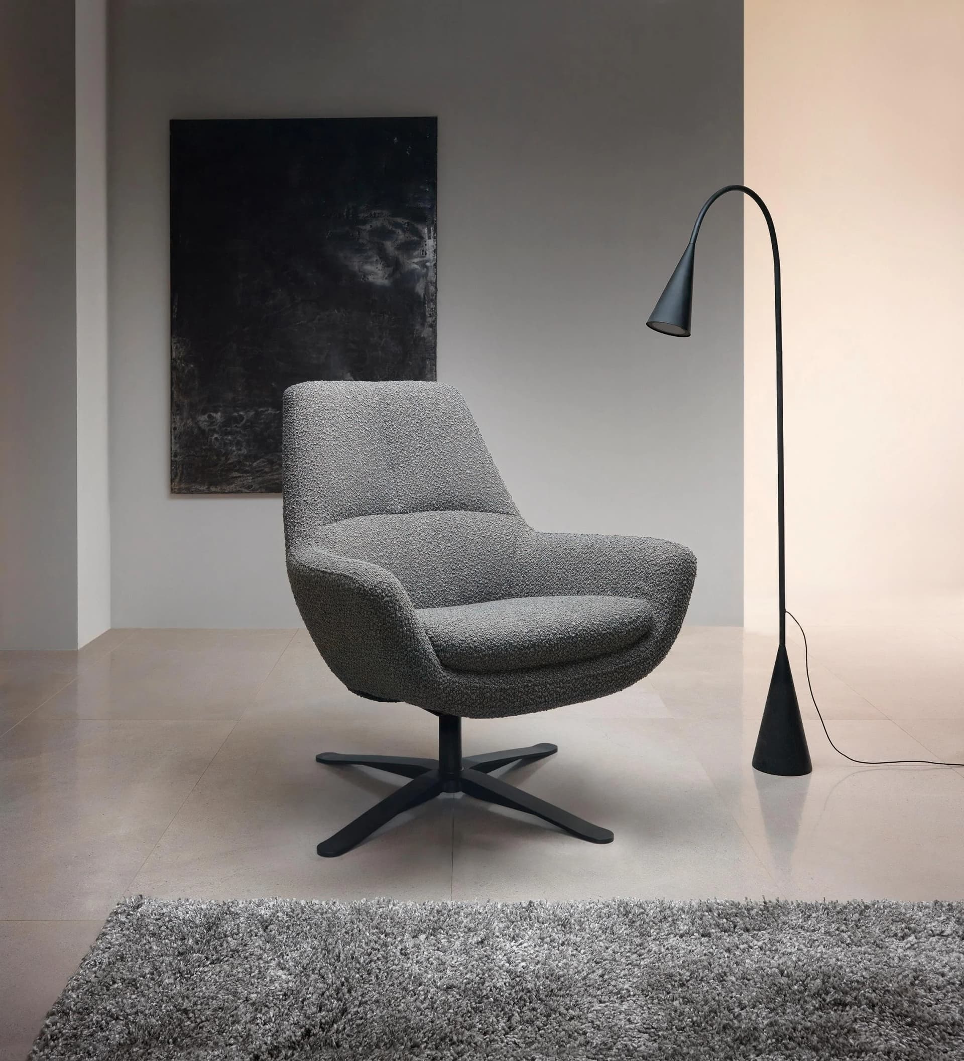 Drehsessel BETYPE Be Organic Standard Back Loungesessel Anthrazit