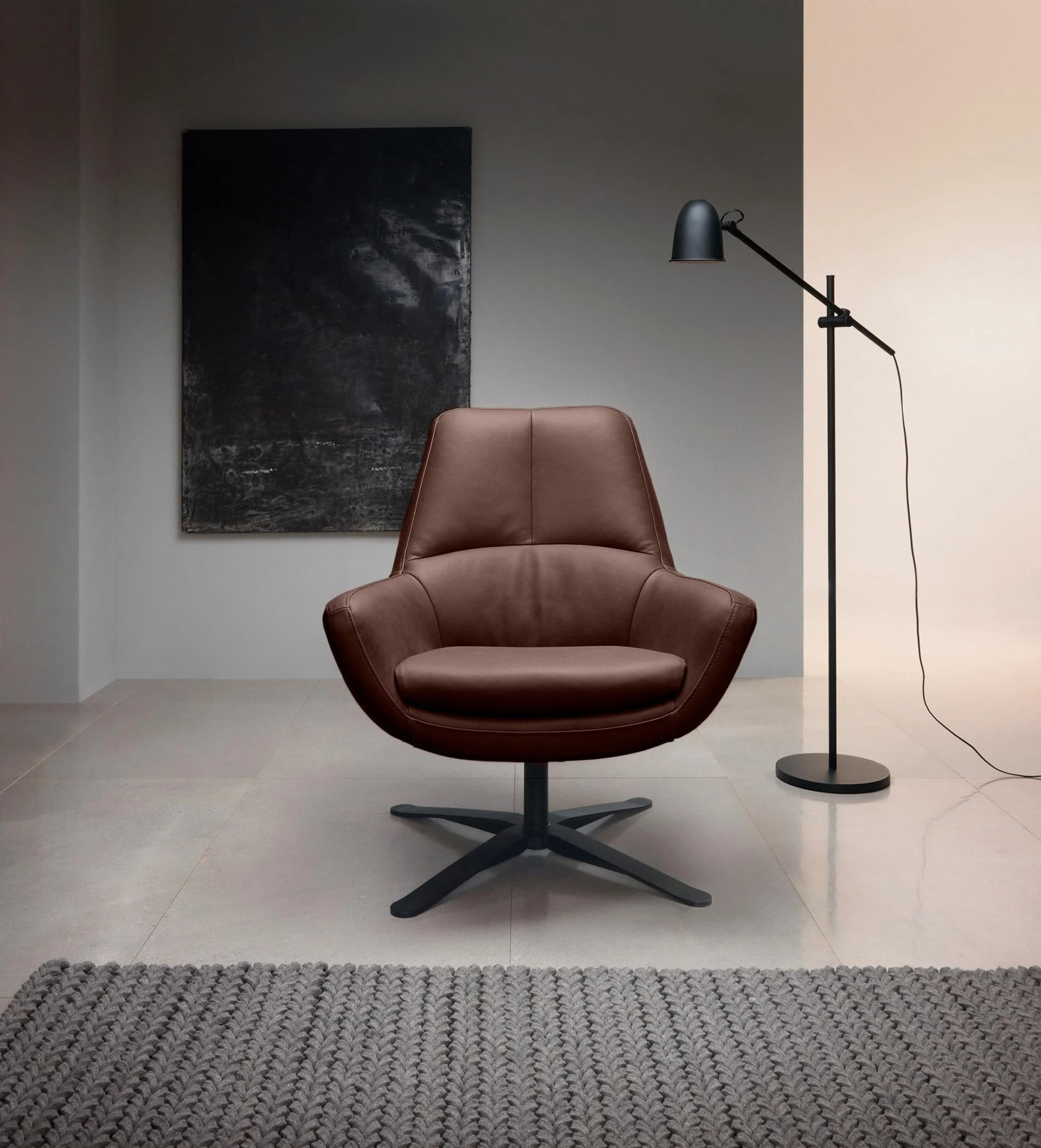 BETYPE Drehsessel Be Organic Standard Back Braun Echtleder
