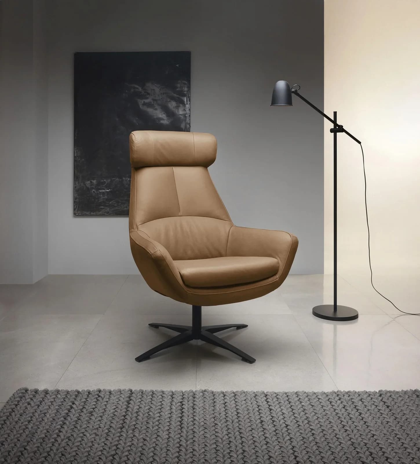 BETYPE Drehsessel Be Organic High Back Echtleder Beige