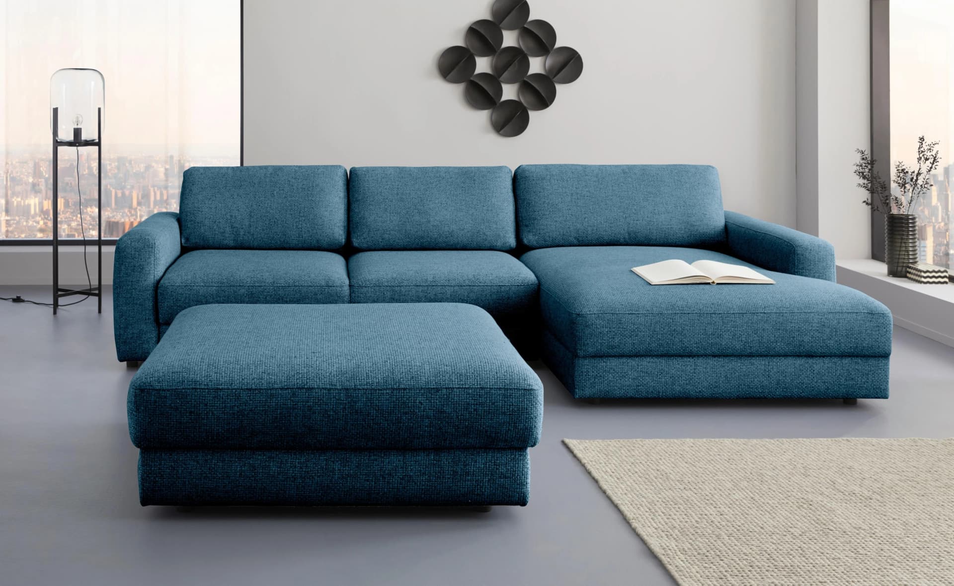 HOME AFFAIRE Ecksofa Bloomfield L-Form mit Bettfunktion und Bettkasten
