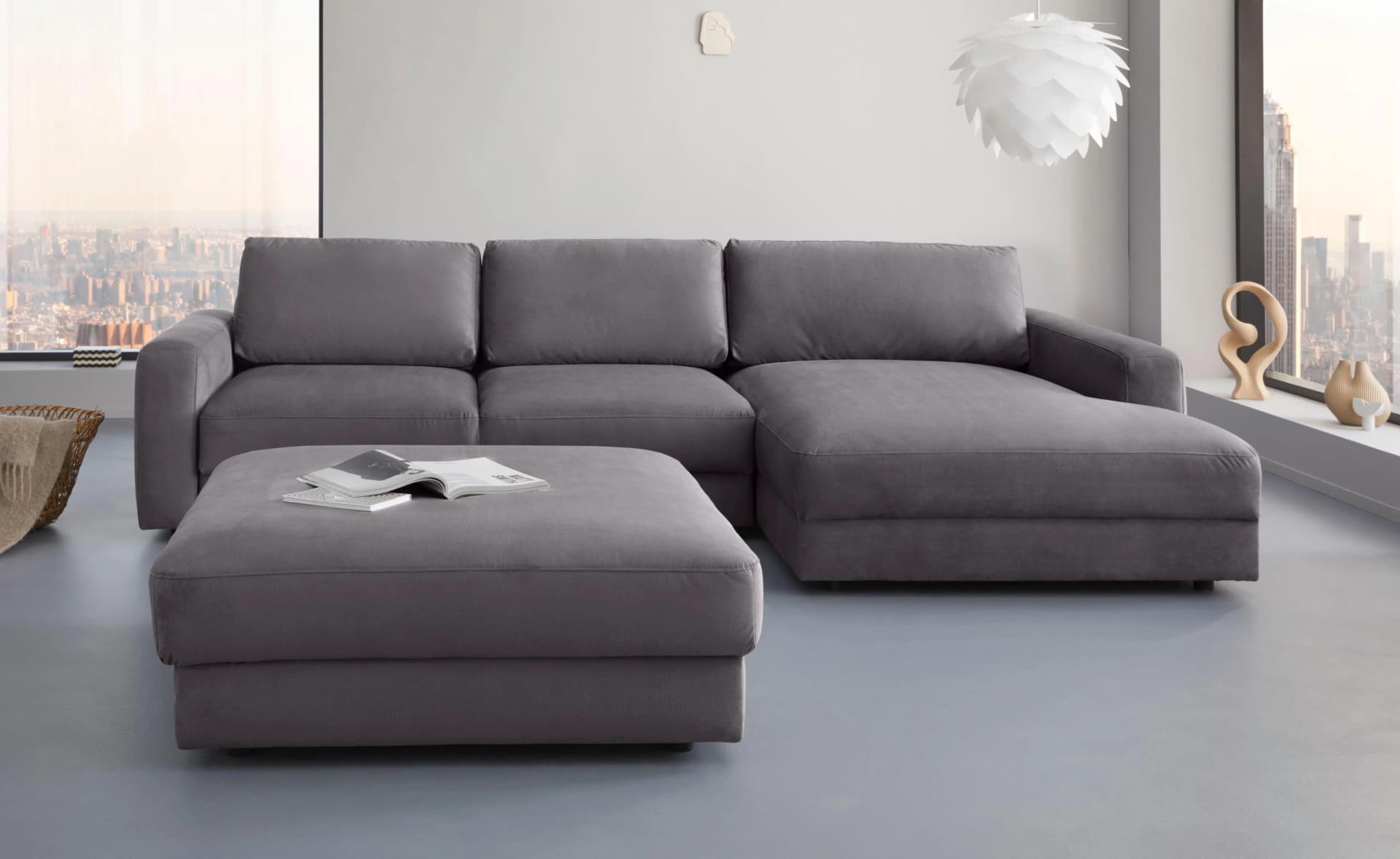 HOME AFFAIRE Ecksofa Bloomfield Grau mit Bettfunktion