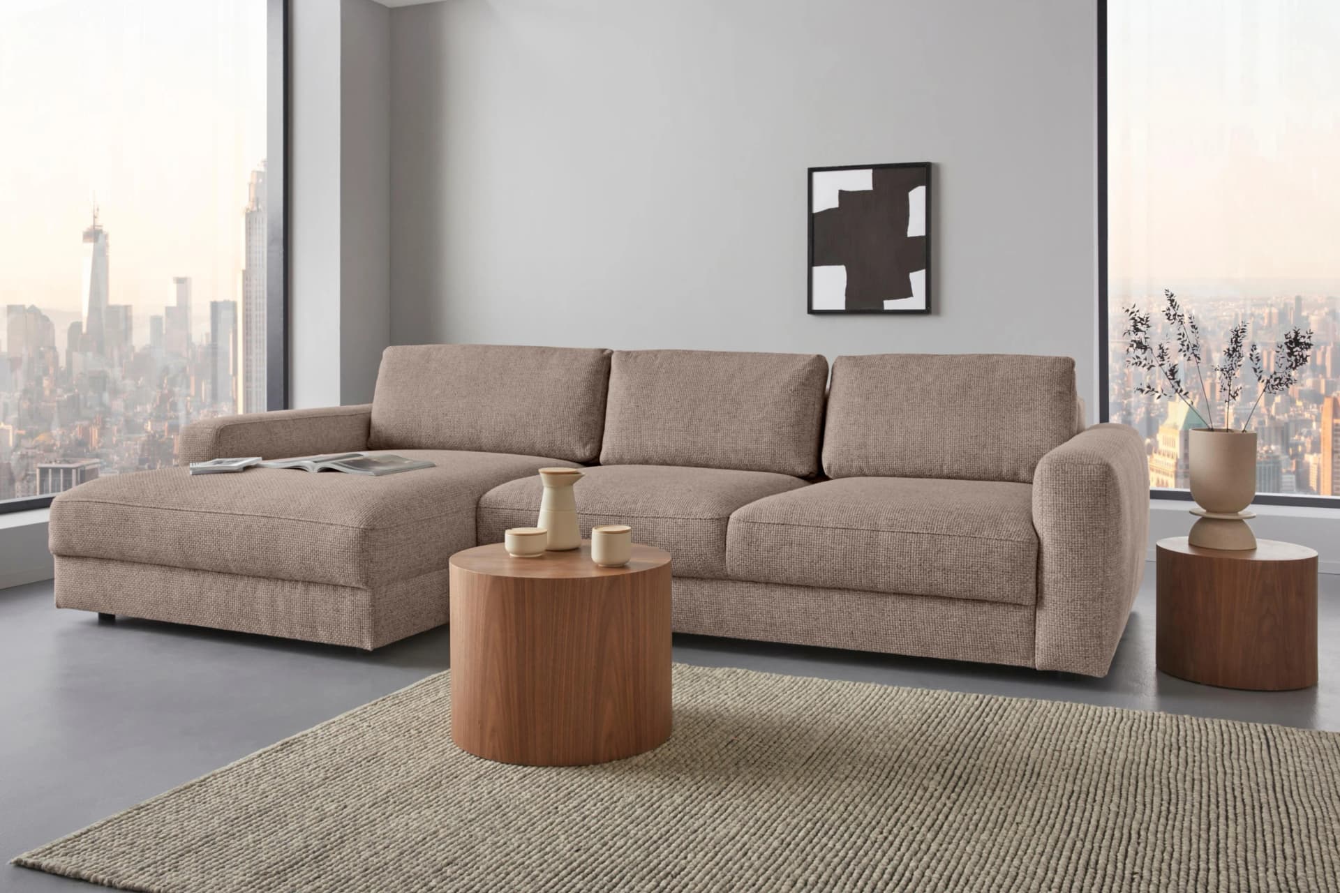 HOME AFFAIRE Ecksofa Bloomfield L-Form Beige mit Sitztiefenverstellung