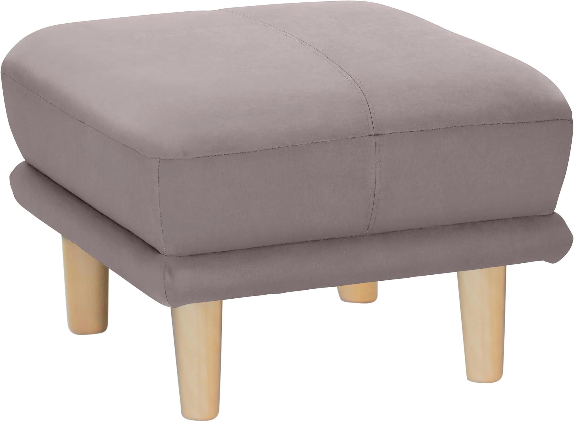 Trendmanufaktur Fußhocker Cecilia Taupe Stoff Buche