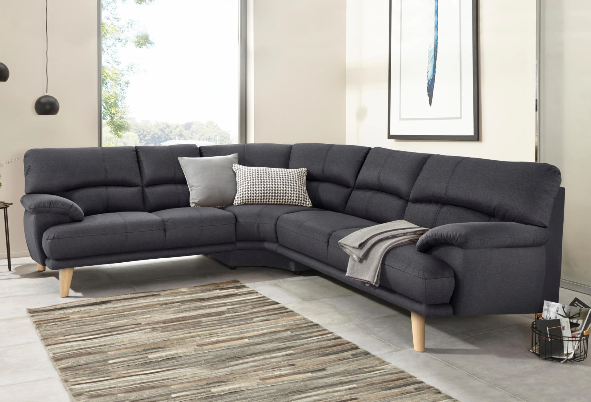 Trendmanufaktur Polsterecke Cecilia L-Form Dunkelgrau Modern