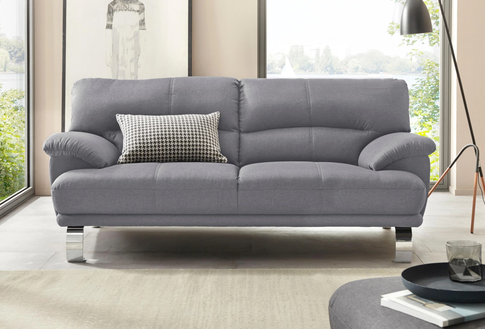 Trendmanufaktur Cecilia II 3-Sitzer Sofa Hellgrau Modern