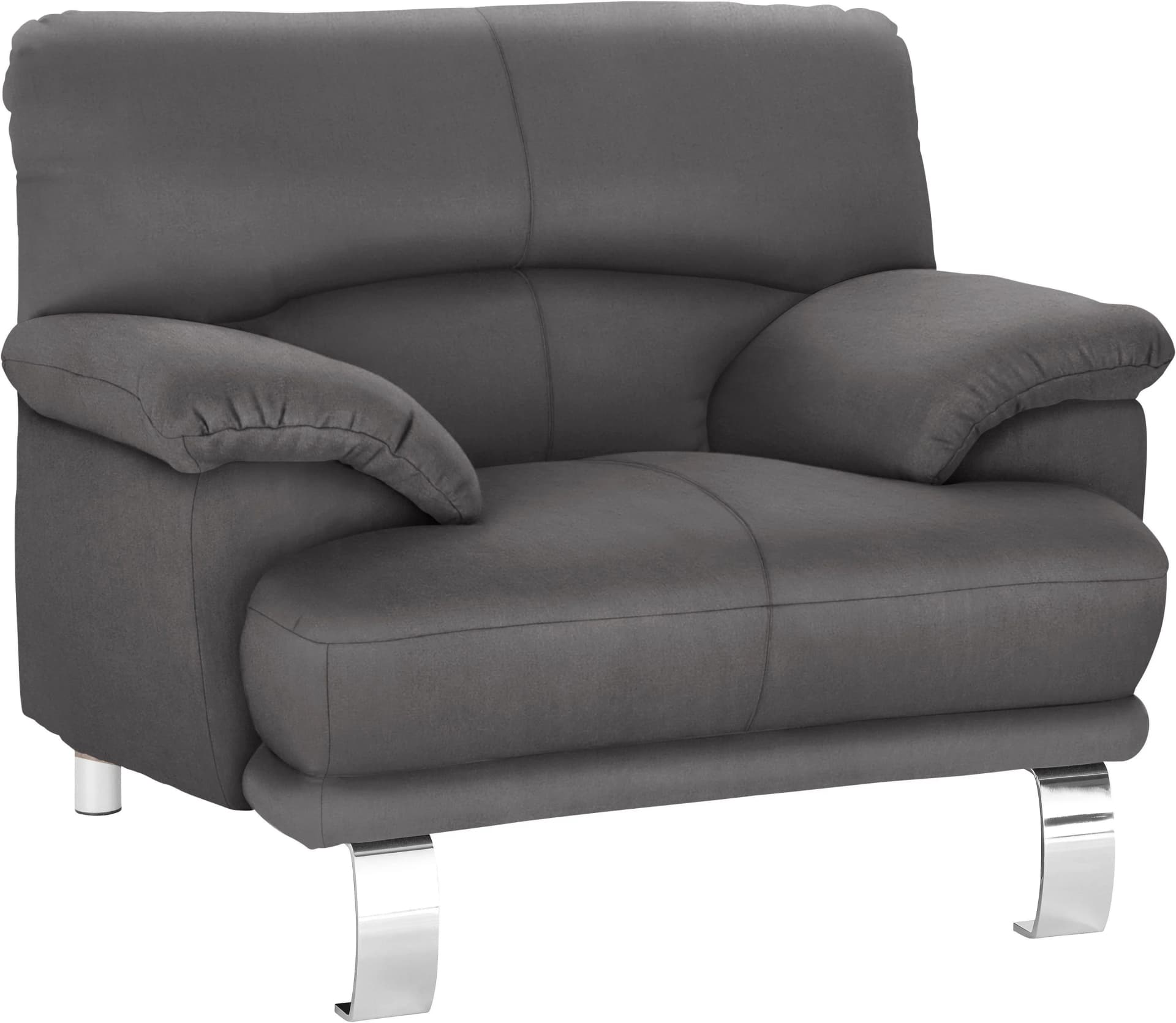 Trendmanufaktur Sessel Cecilia II Grau Microfaser Vintage