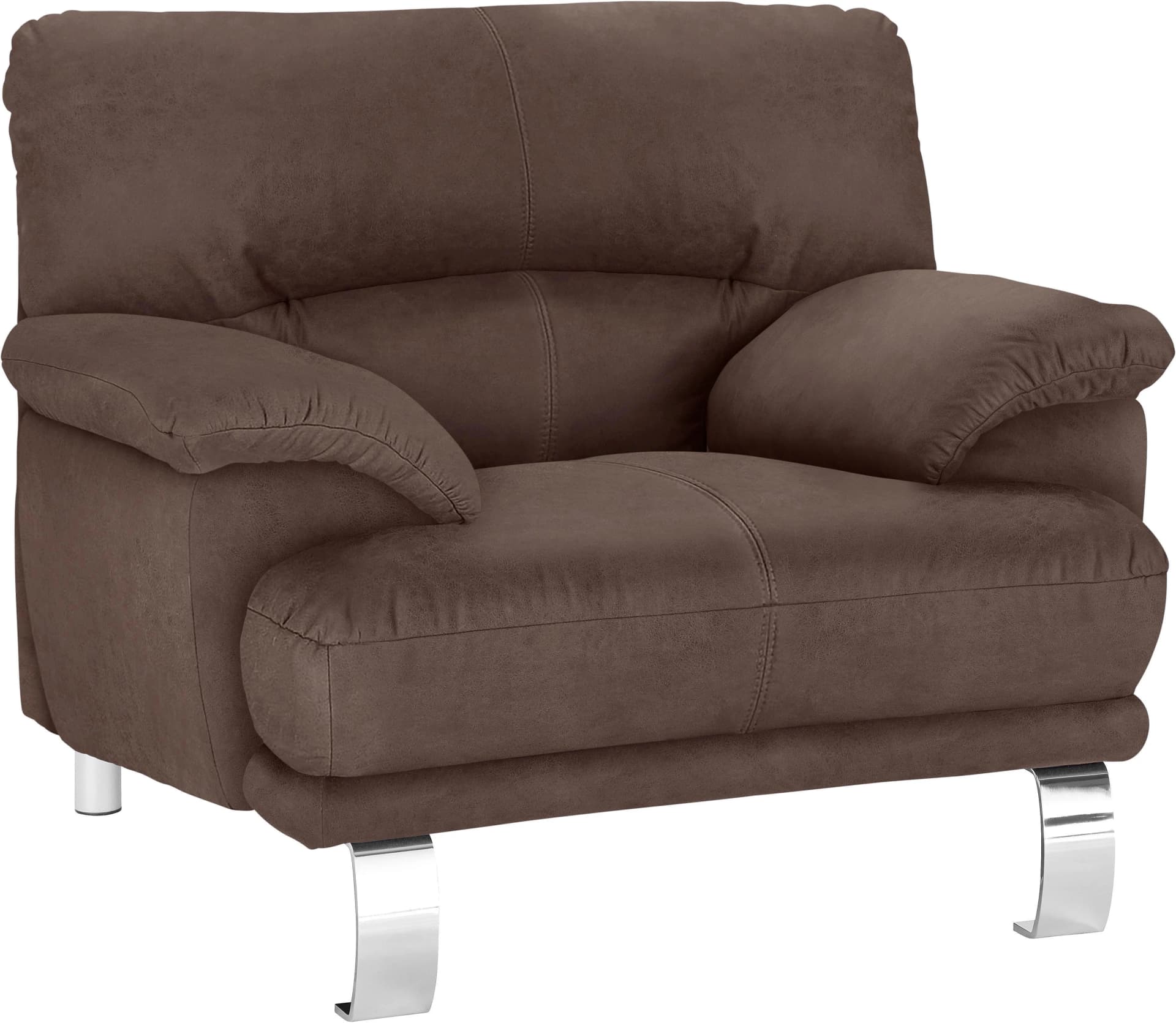 Trendmanufaktur Loungesessel Cecilia II Braun Microfaser Vintage
