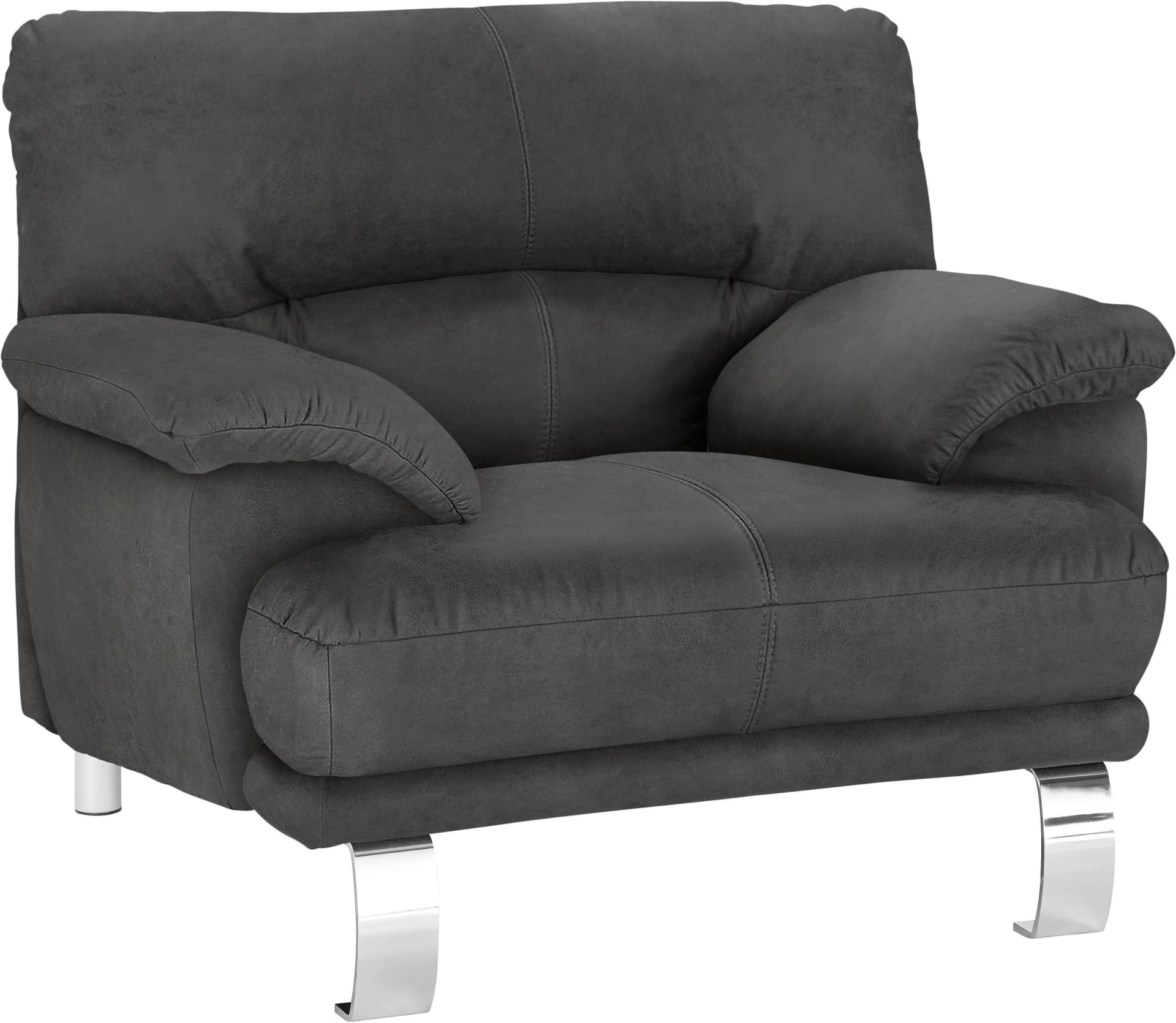 TRENDMANUFAKTUR Sessel Cecilia II Loungesessel Anthrazit Microfaser
