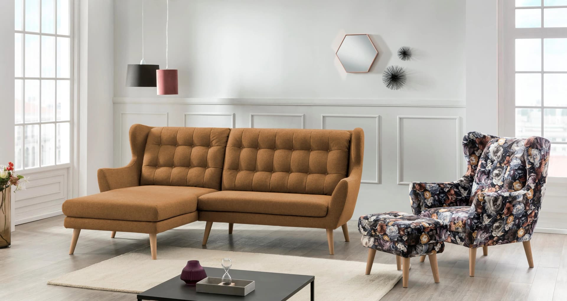 Ecksofa Landhausstil Goldorange