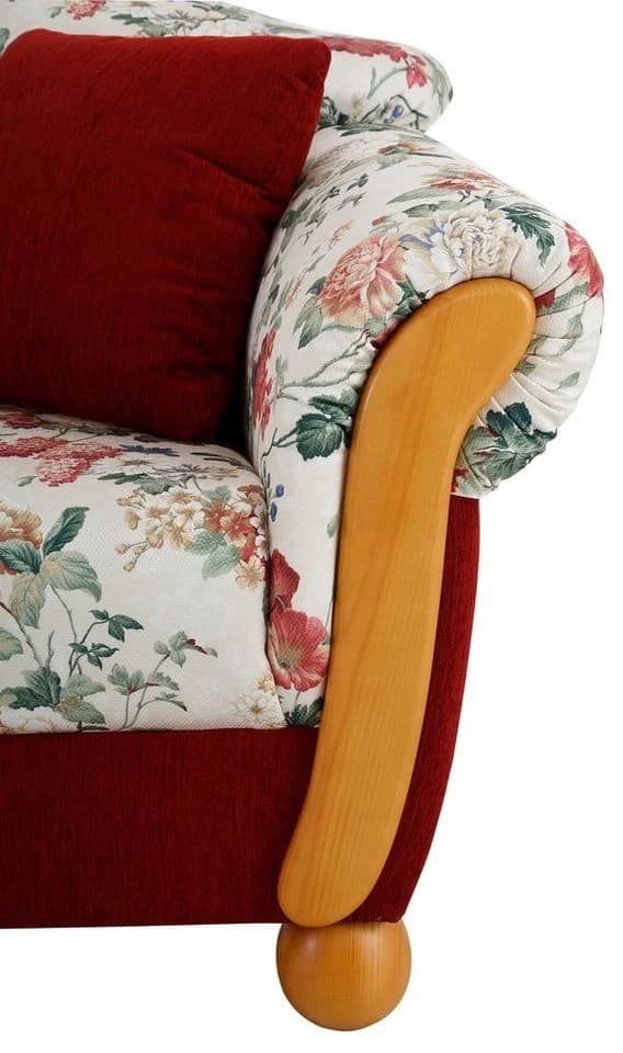 Home Affaire Milano 2-Sitzer Sofa Rot Chenille Blumenmuster - Bild 5