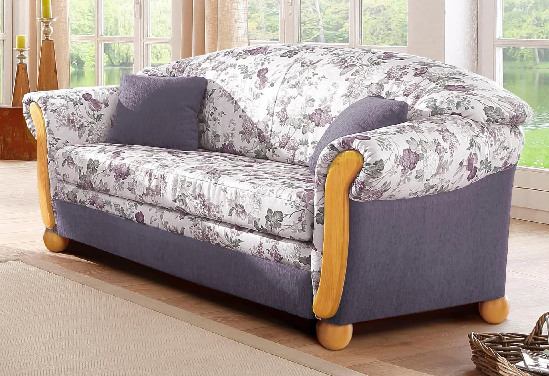 Home Affaire Milano Schlafsofa 2-Sitzer Landhaus-Stil Flieder