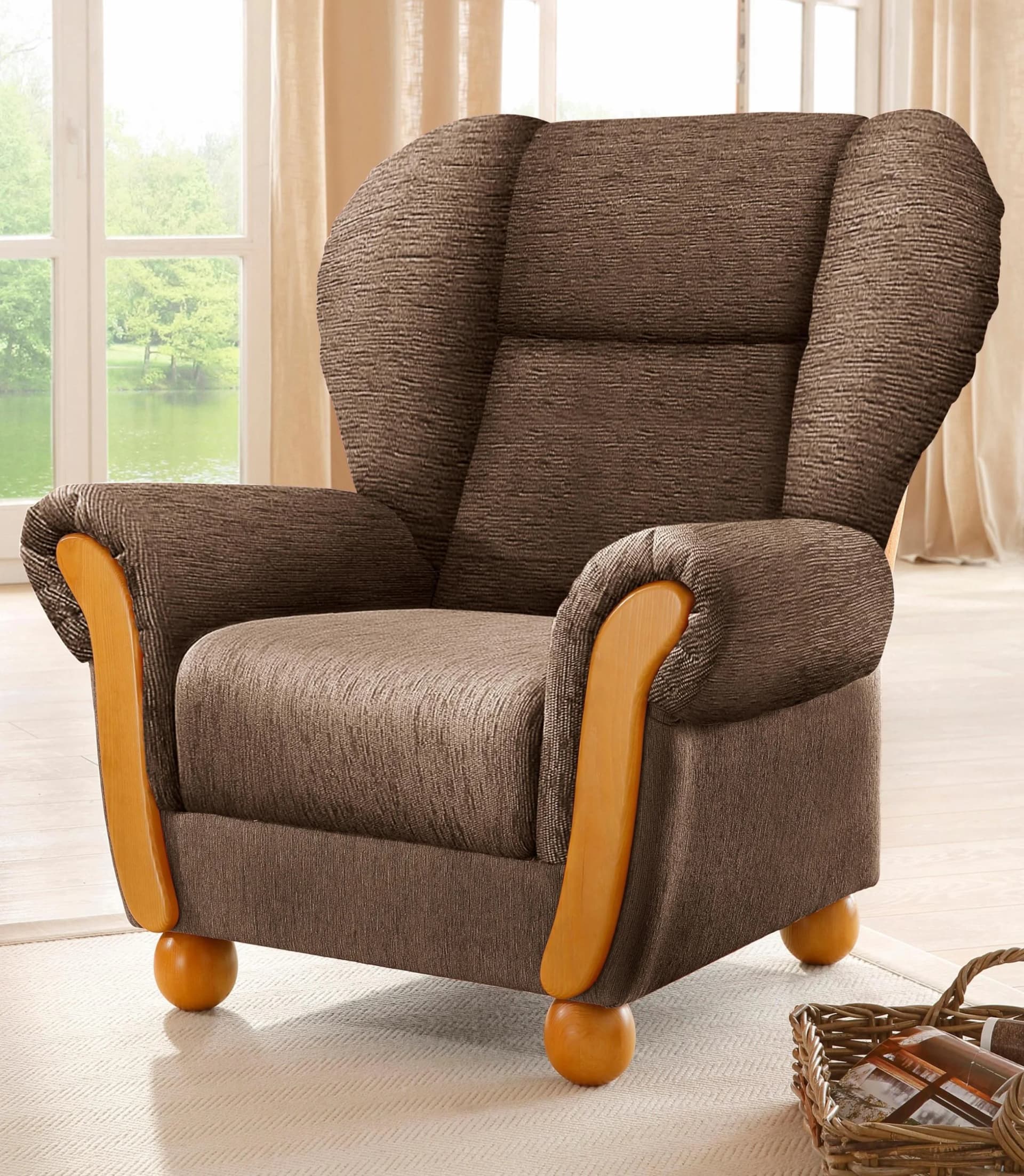 Home Affaire Sessel Milano Landhaus-Stil Braun Chenille