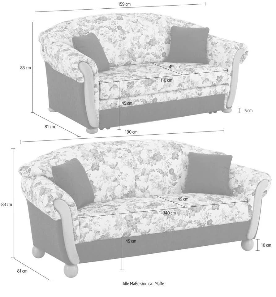 Home Affaire Polstergarnitur Milano Landhausstil Braun 2- und 3-Sitzer