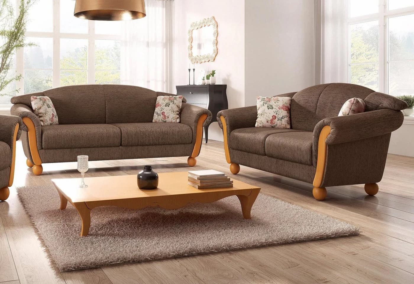 Home Affaire Polstergarnitur Milano Landhausstil Braun 2- und 3-Sitzer - Bild 2