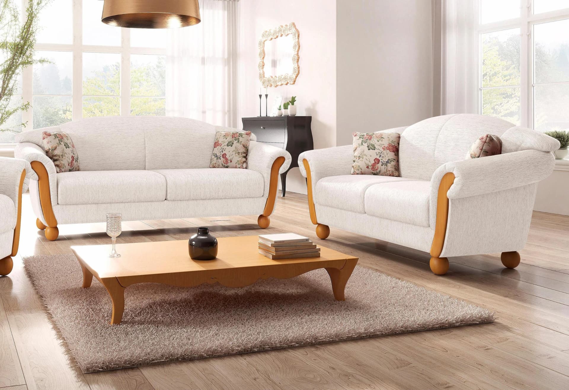 Home Affaire Polstergarnitur Milano Landhausstil Beige 2- und 3-Sitzer