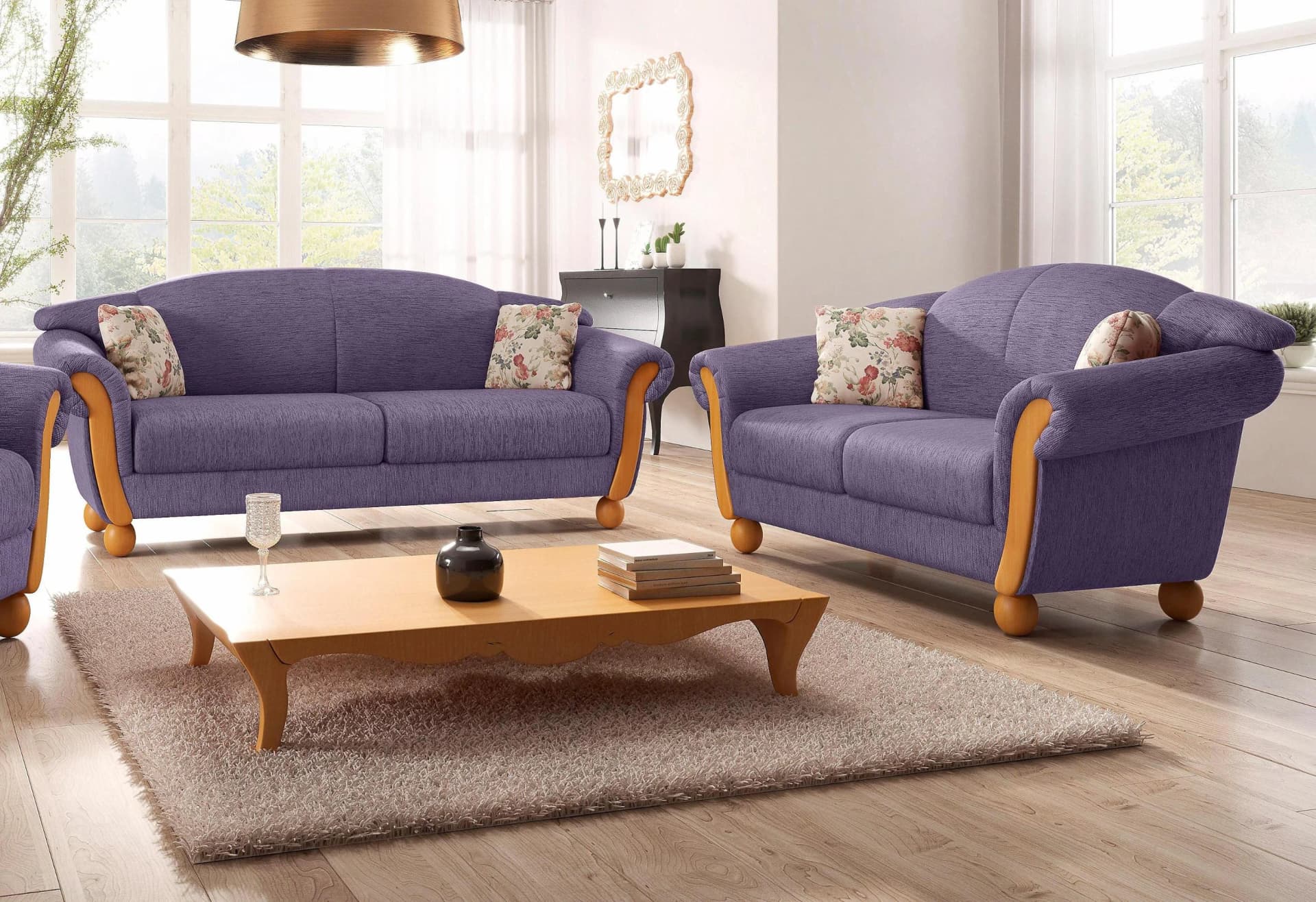 Home Affaire Polstergarnitur Milano Landhausstil Lila 2- und 3-Sitzer