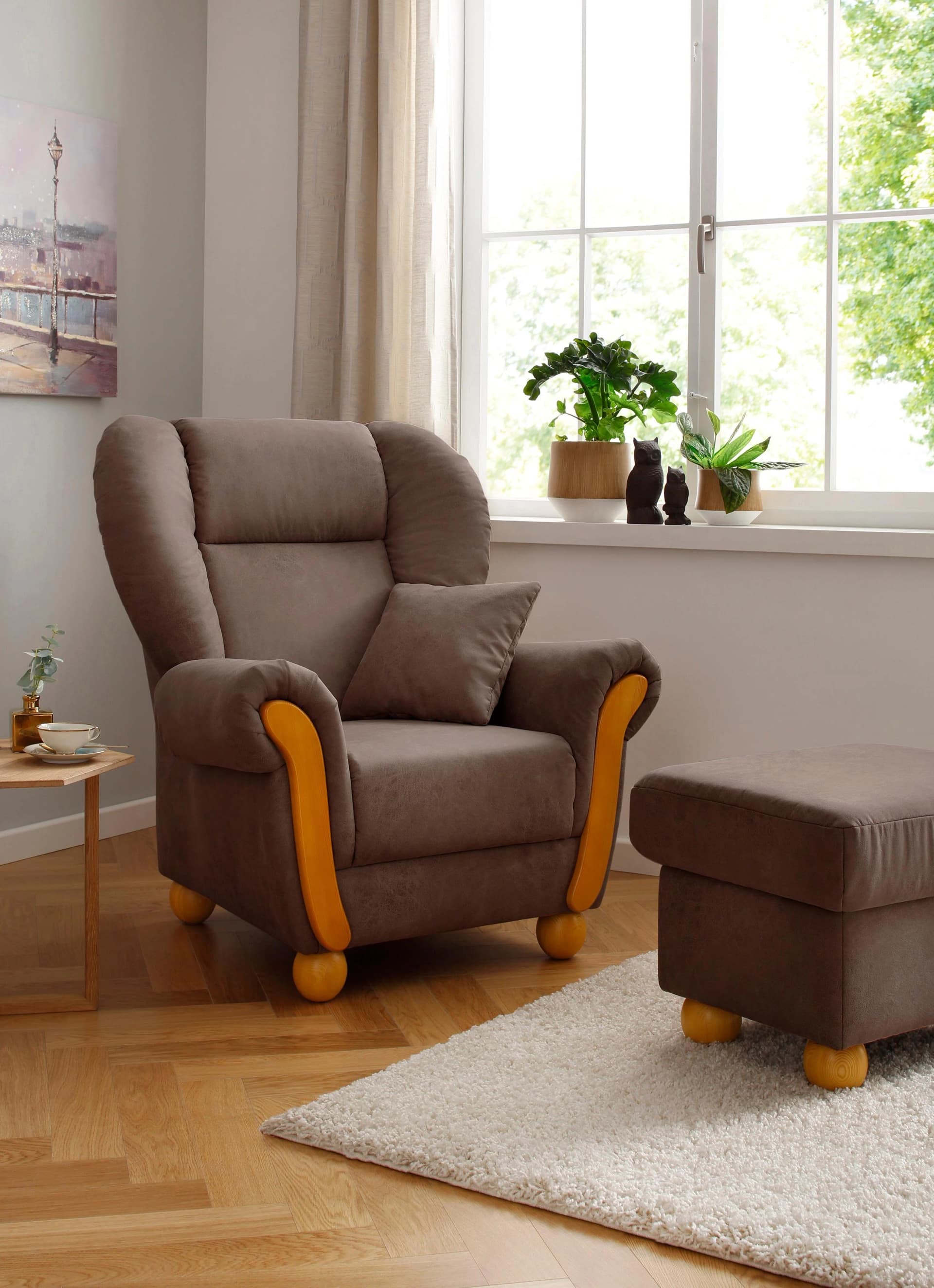 HOME AFFAIRE Loungesessel Milano Vintage Hochlehnsessel Braun
