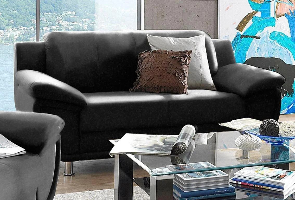 Trendmanufaktur Rondo 2-Sitzer Sofa Schwarz mit breiten Armlehnen