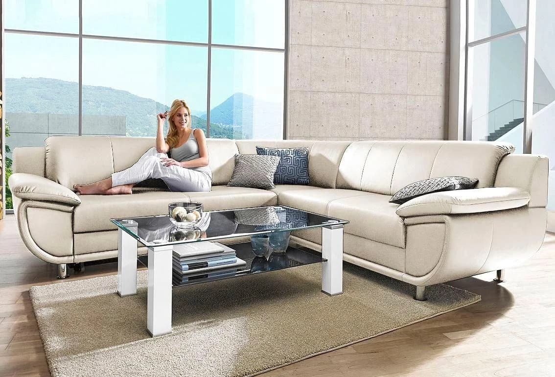 Trendmanufaktur Ecksofa Rondo mit Schlaffunktion und breiten Armlehnen