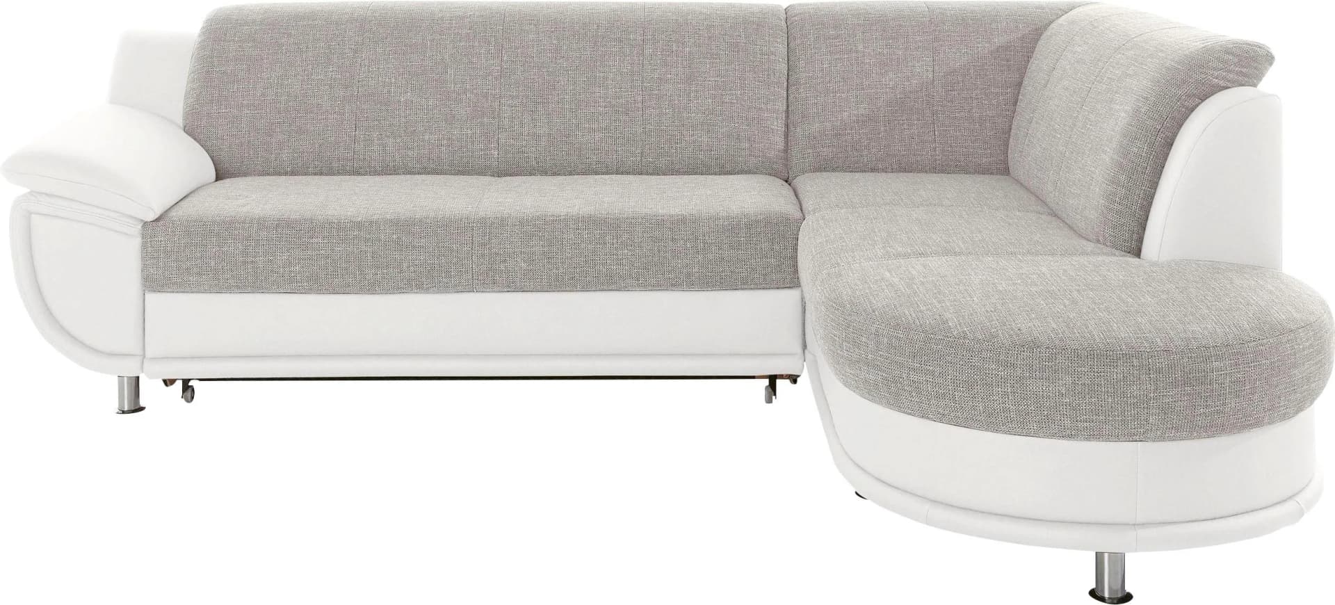 Trendmanufaktur Ecksofa Rondo 3 Weiß/Cappuccino mit Bettfunktion