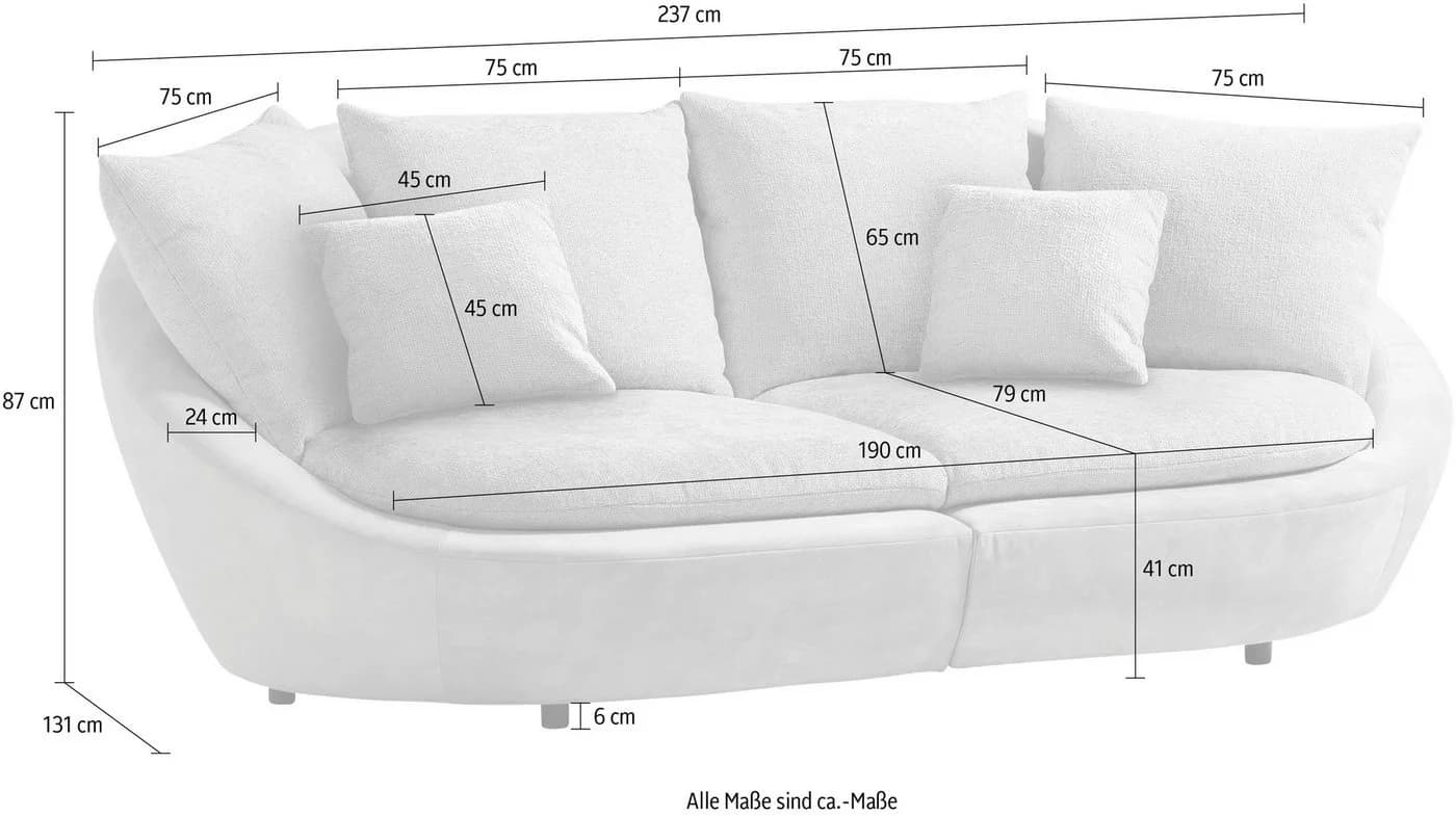 TRENDMANUFAKTUR Big-Sofa Maui Designersofa Chenille naturel/schwarz - Bild 3