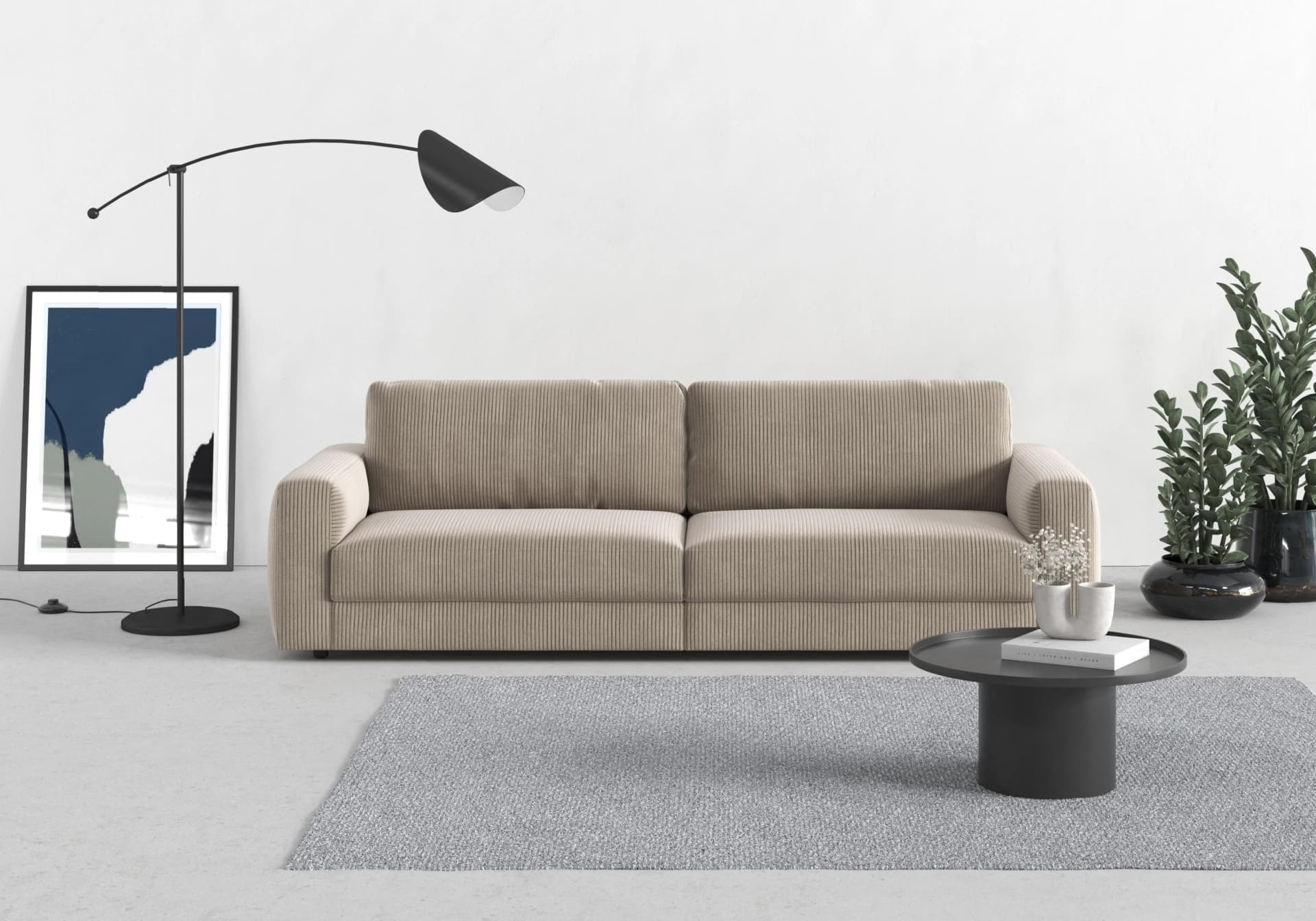 Trendmanufaktur Bourbon Big-Sofa Beige mit lose Rückenkissen
