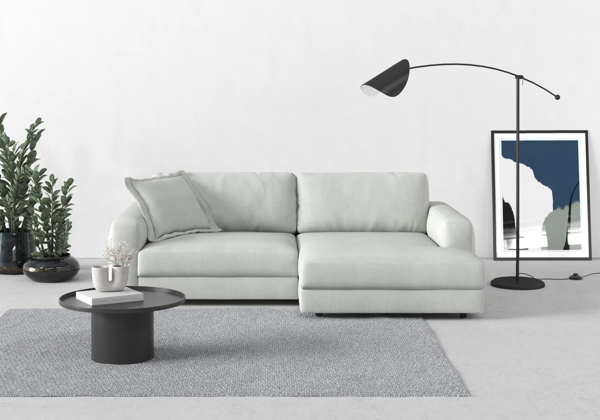 Trendmanufaktur Ecksofa Bourbon Mega_Ecke Silber L-Form