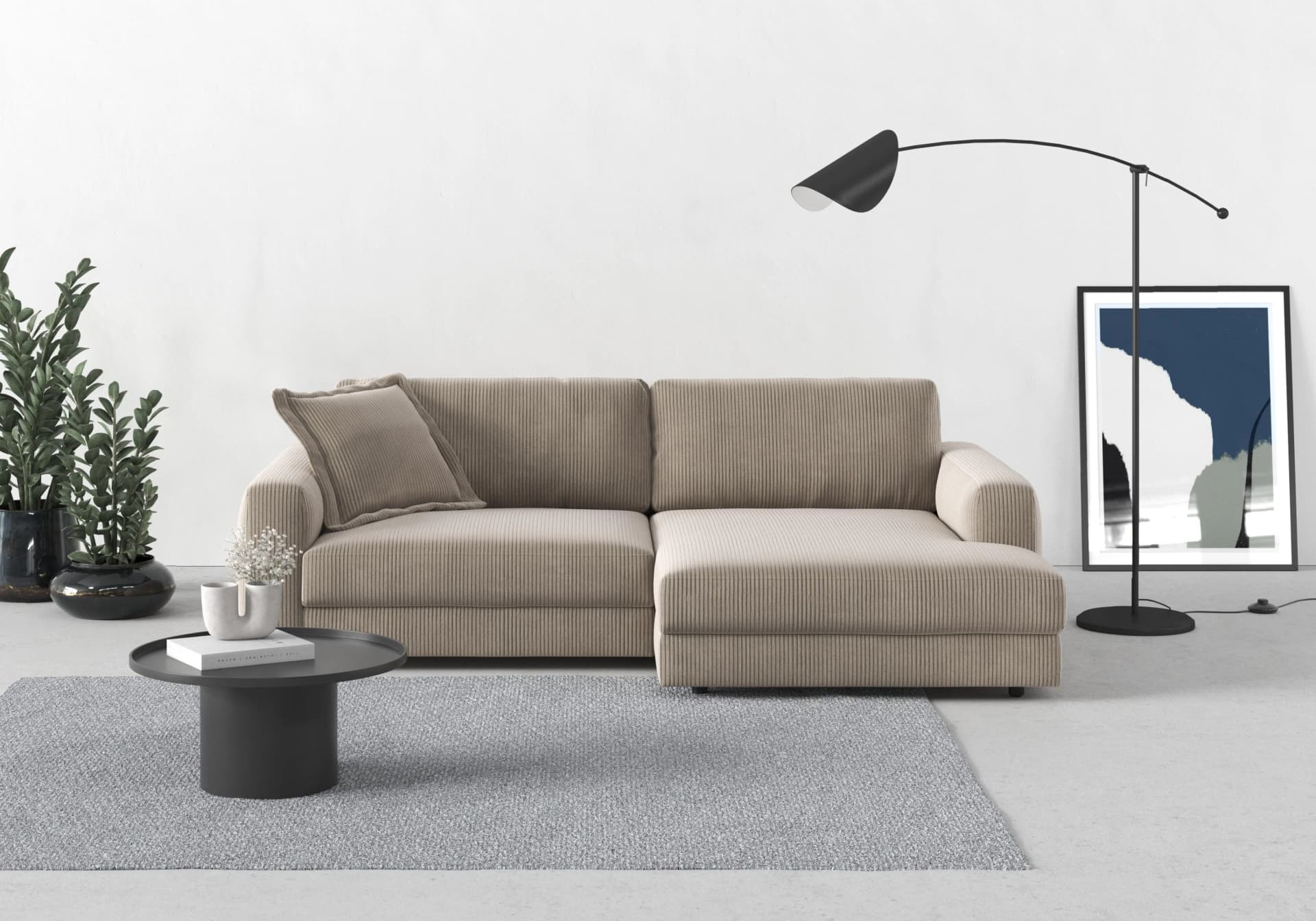 Trendmanufaktur Ecksofa Bourbon Mega Designsofa L-Form Beige
