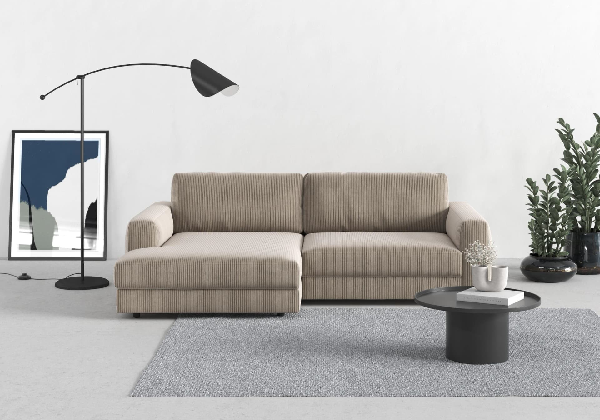 Trendmanufaktur Ecksofa Bourbon Mega Designsofa L-Form Beige