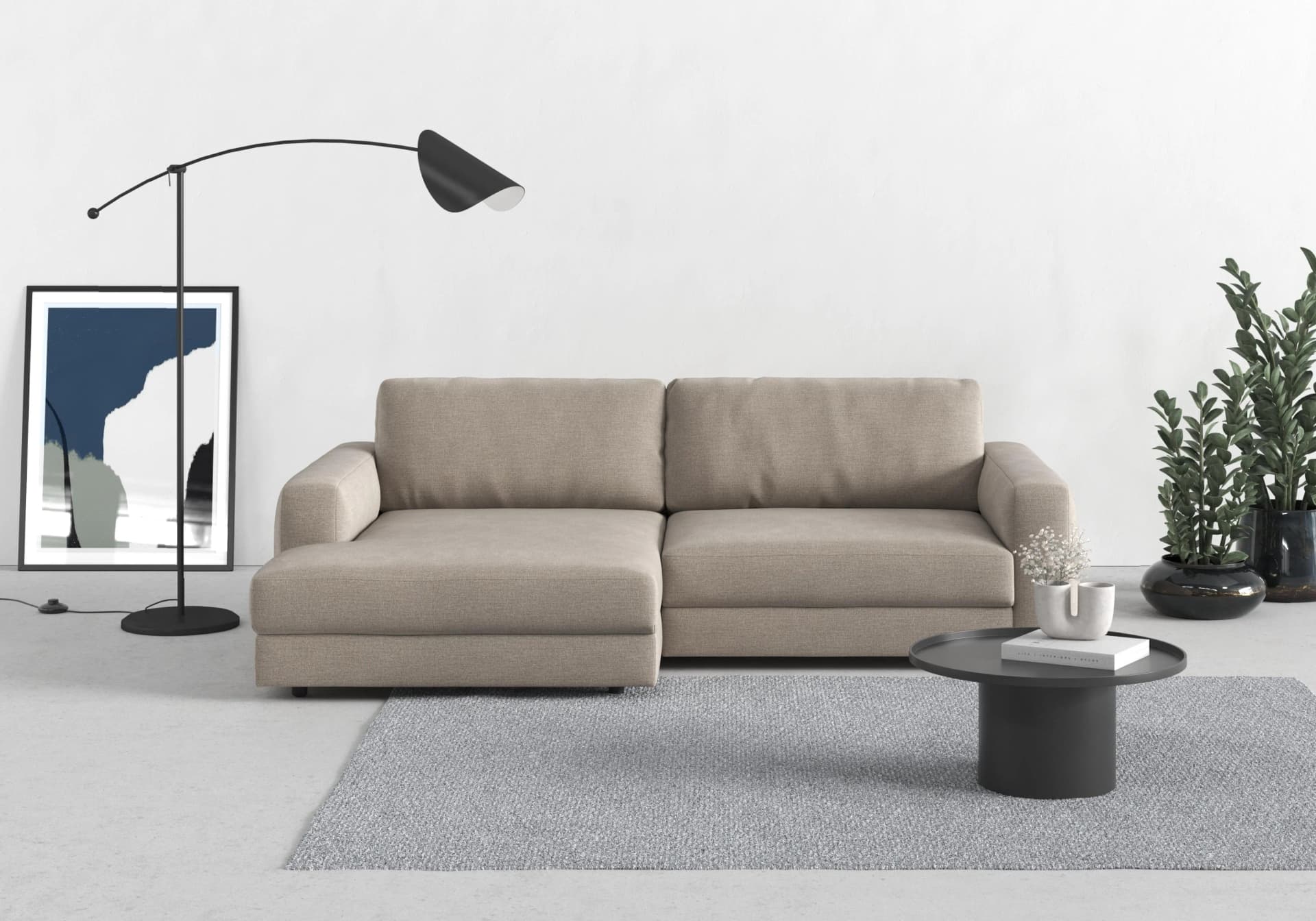 Ecksofa TRENDMANUFAKTUR Bourbon L-Form Taupe Grau mit Sitztiefenverstellung