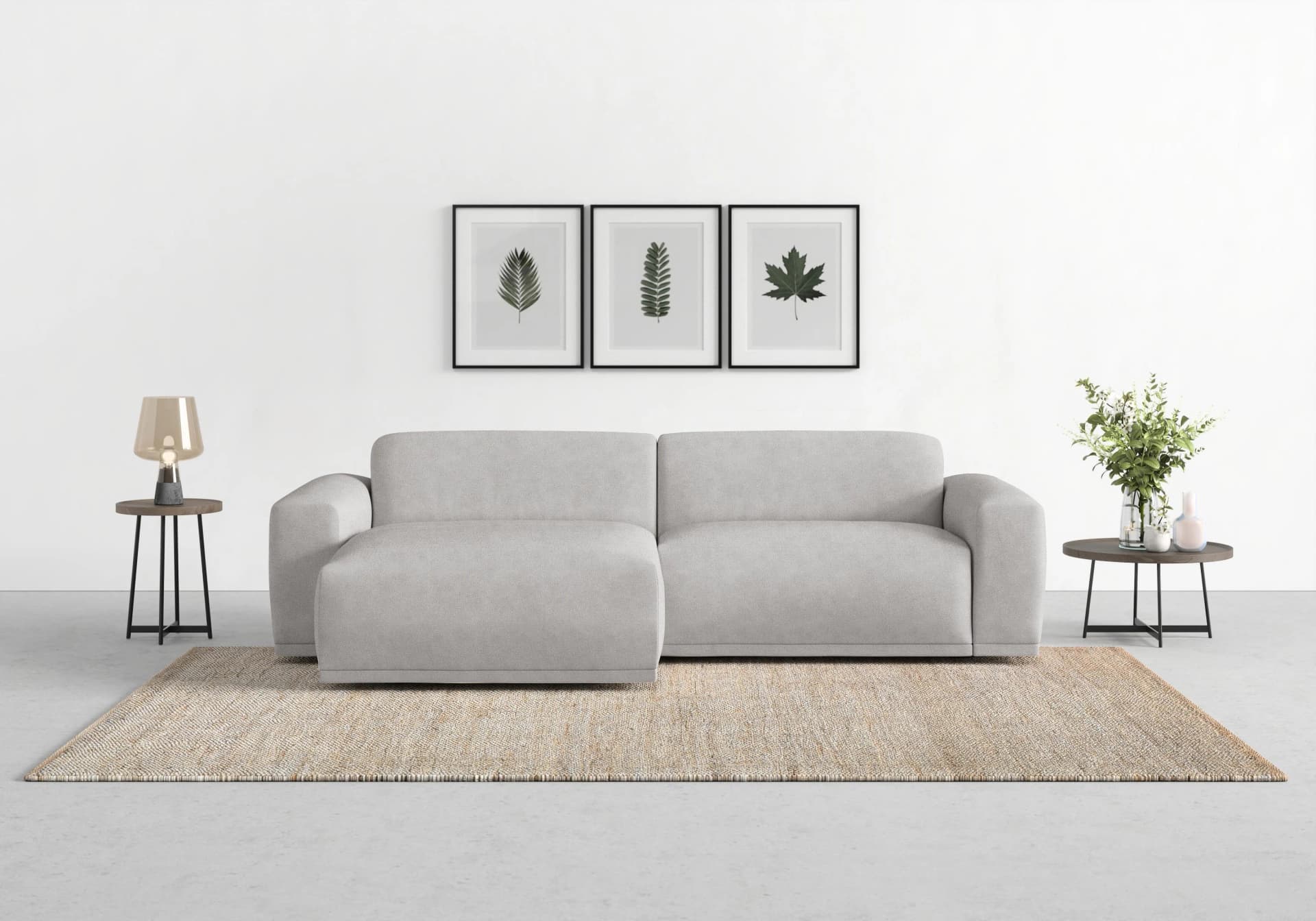 Ecksofa TRENDMANUFAKTUR Braga L-Form Silber Modern