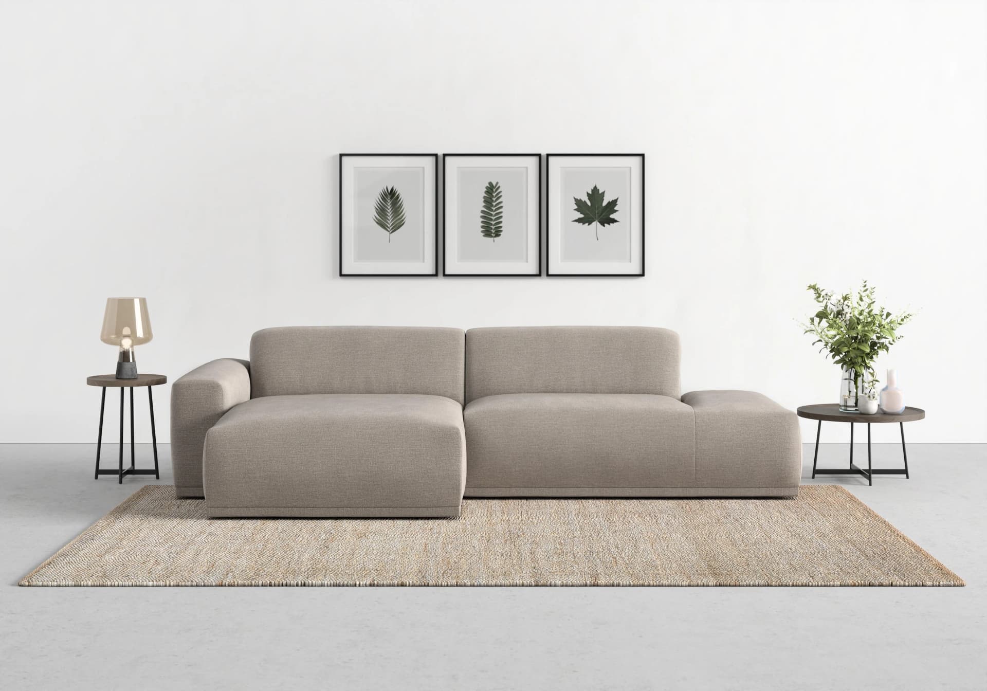 Ecksofa TRENDMANUFAKTUR Braga Grau L-Form mit Recamiere
