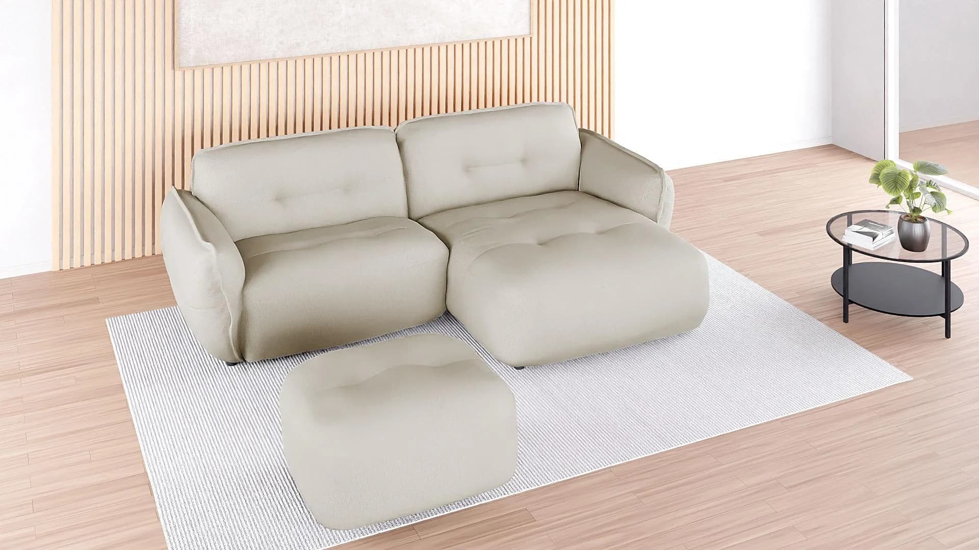 BETYPE Polsterhocker Be Fluffy Creme-Beige Chenille