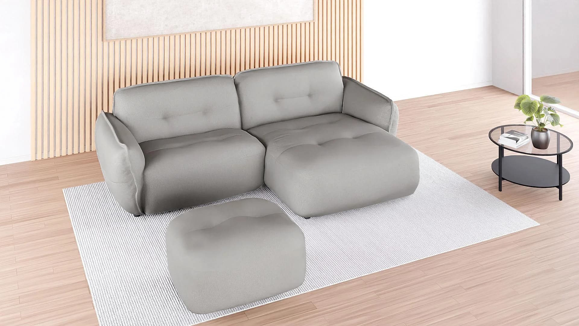 Polsterhocker BETYPE "Be Fluffy" Silber Grau Polyester
