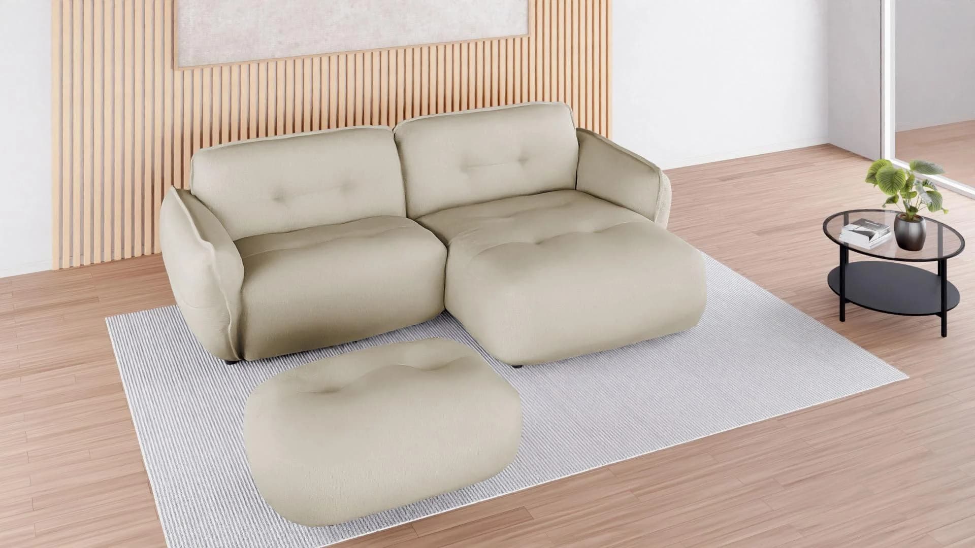 BETYPE Polsterhocker Be Fluffy Beige Chenille
