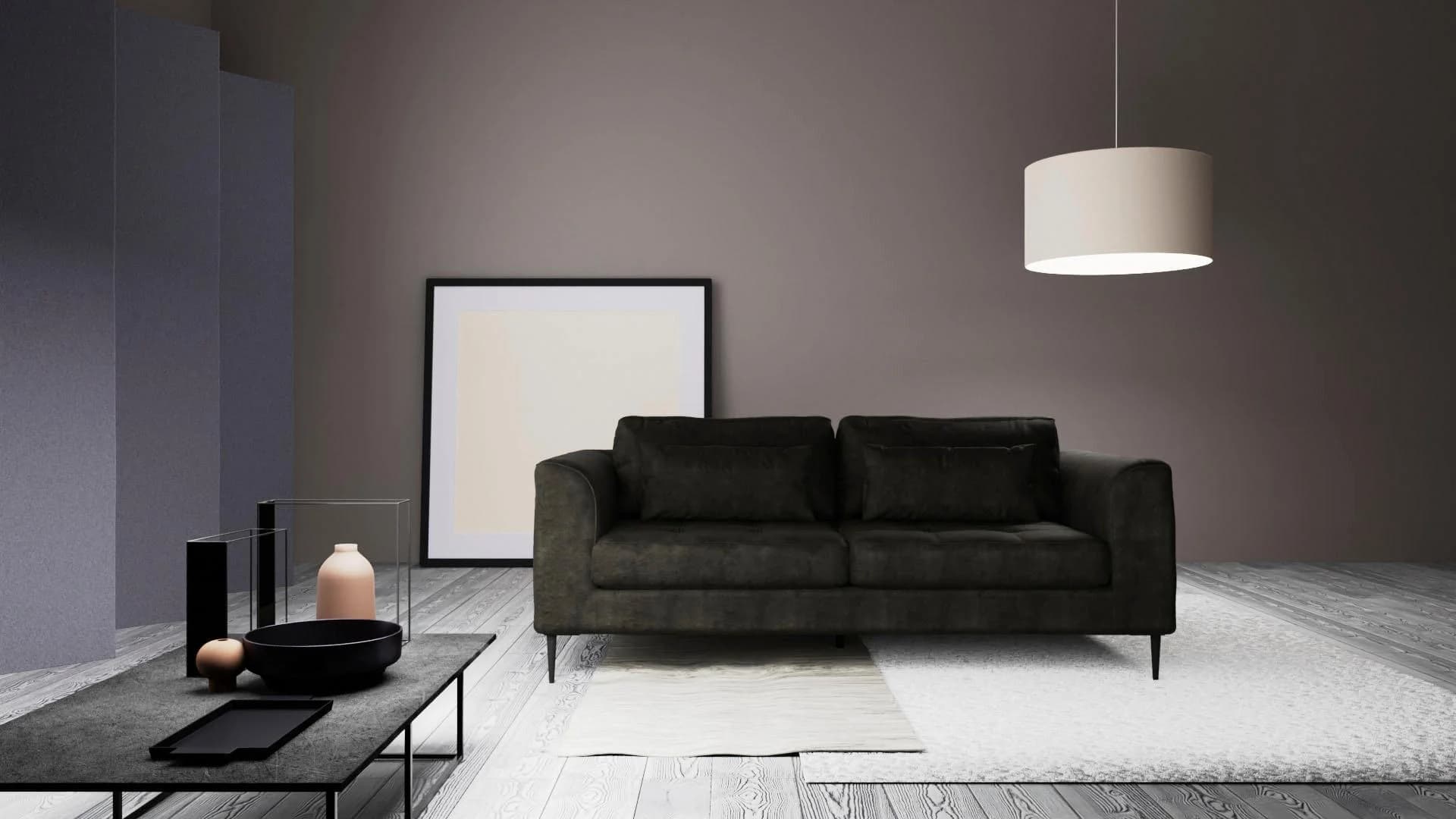 Trendmanufaktur Sofa Luzi 2-Sitzer Braun Velourstoff
