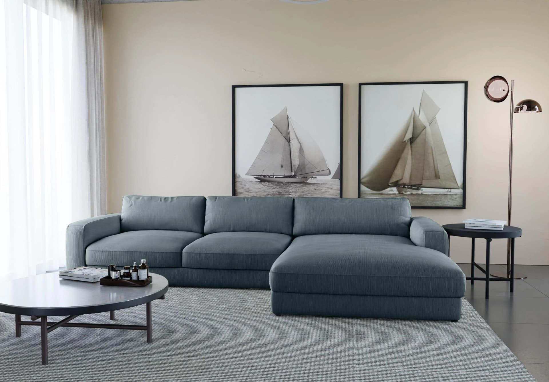 HOME AFFAIRE Ecksofa Bloomfield L-Form Bunt Feincord