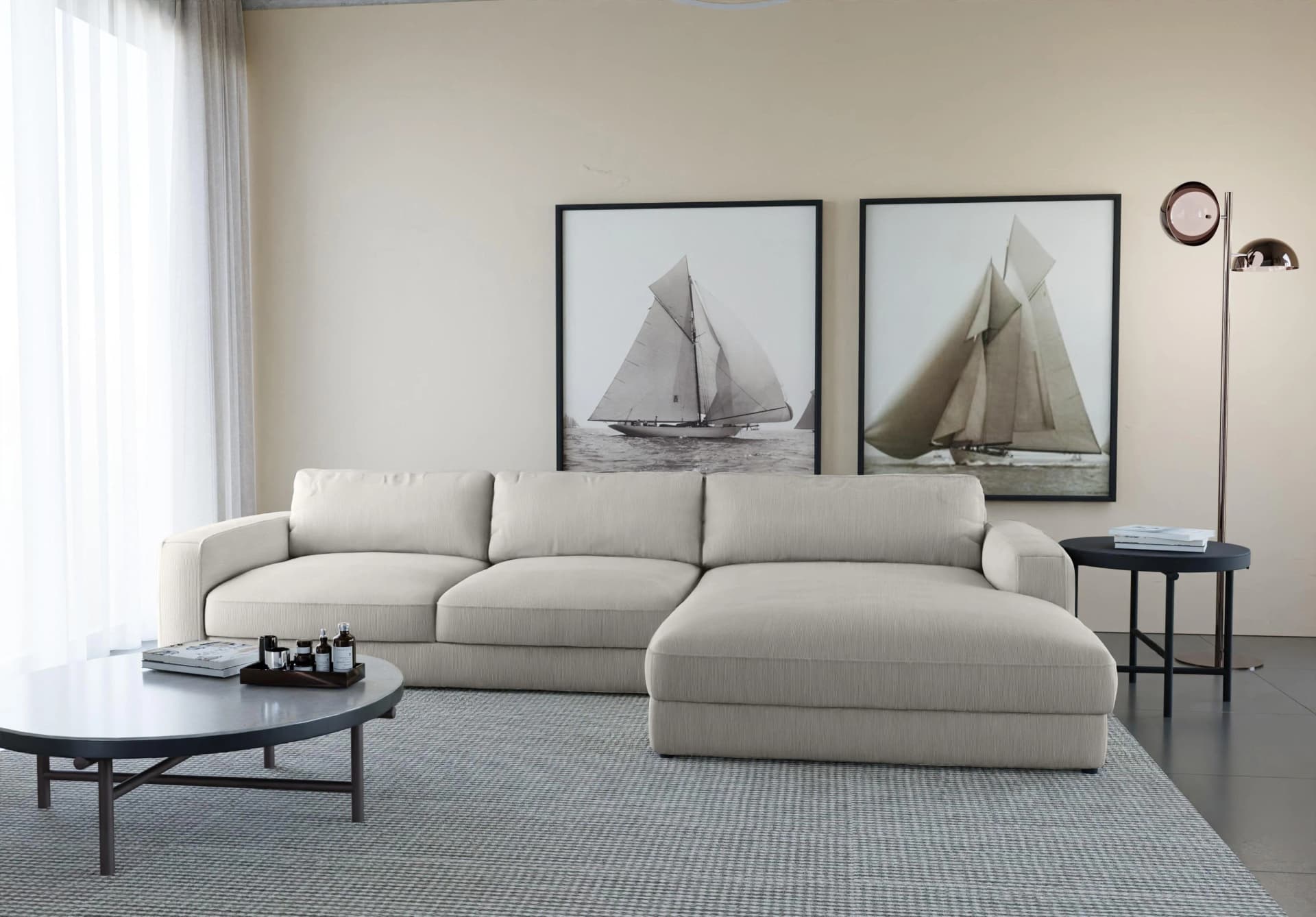 Home Affaire Ecksofa Bloomfield Grau mit Bettfunktion und Bettkasten